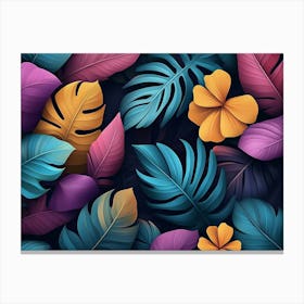 Art Pattern With Colorful Tropical Leaves 1 Canvas Print