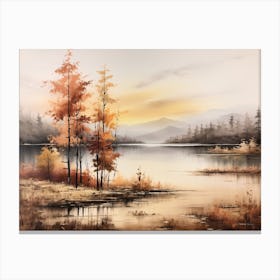 A Painting Of A Lake In Autumn 60 Canvas Print