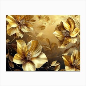 Gold Flowers 4 Canvas Print