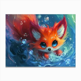 Fox In The Water 1 Canvas Print