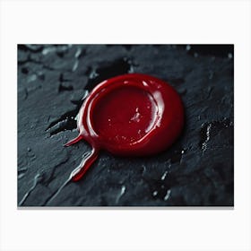 Red Wax Seal on Black Canvas Print