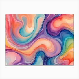 Abstract Image Of Swirling, Iridescent Colors In Shades Of Blue, Teal, Purple, Orange, And Yellow Canvas Print