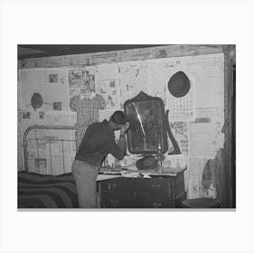 Oldest Son Of Pomp Hall, Tenant Farmer, Combing His Hair, Creek County, Oklahoma, See General Caption Number Canvas Print