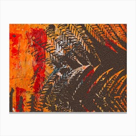 Red Orange Brown Abstract Nature Leaves Print Canvas Print