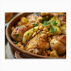 Chicken With Artichokes Canvas Print