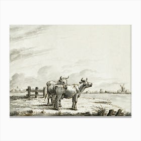 Two Cows In The Pasture, Jean Bernard Canvas Print