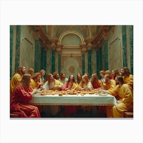 Fast Food Feast: Da Vinci's 'The Last Supper' with a Modern Twist Canvas Print