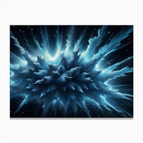 A Powerful, Blue White Explosion Of Energy With Tendrils Of Light Bursts Outwards Against A Dark, Starry Background Canvas Print