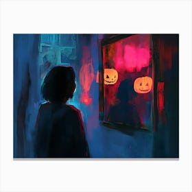 Halloween Pumpkins In The Mirror Canvas Print