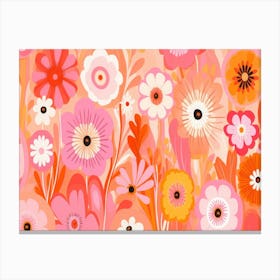 Flowers On A Pink Background Canvas Print