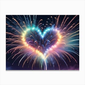 Abstract Image Of A Heart Shaped Firework Display, With Multiple Explosions Creating A Vibrant And Romantic Composition 1 Canvas Print