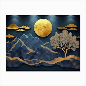 3d Modern Art With Dark Blue Background Canvas Print