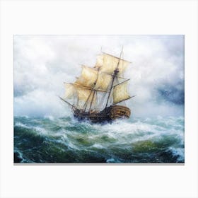 Ship Alone On The Open Ocean Canvas Print