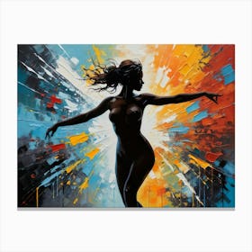 Oil Painting Silhouette dancing naked Woman Dancing abstract background #4 Canvas Print