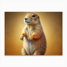 Prairie Dog Standing On A Brown Background Canvas Print