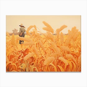 Man In A Wheat Field Canvas Print