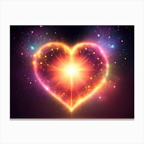 A Colorful Glowing Heart On A Dark Background Horizontal Composition 60 Canvas Print