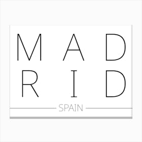 Madrid Spain Typography City Country Word Canvas Print