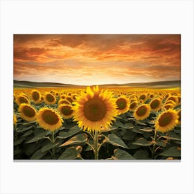 Sunflowers At Sunset Canvas Print