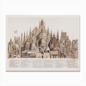 Famous Buildings Around The World Vintage Canvas Print