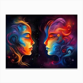 Two Women In Space 1 Canvas Print