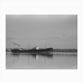 Freighter On Columbia River, Cowlitz County, Washington By Russell Lee Canvas Print