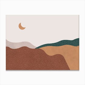 Moon And Hills Abstract Canvas Print