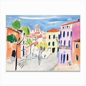 Parma Italy Cute Watercolour Illustration 1 Canvas Print