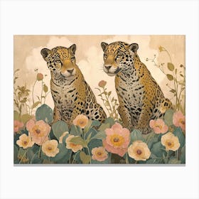 Floral Animal Illustration Jaguar 1 Canvas Print