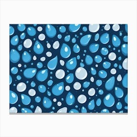 Seamless Pattern Of Blue And White Water Drops On Blue Background Canvas Print