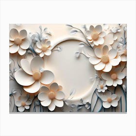 3d Paper Flowers with circle art Canvas Print