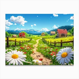 Daisies In The Field Canvas Print