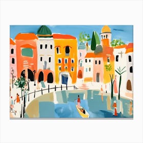 Venice Italy Cute Watercolour Illustration 5 Canvas Print