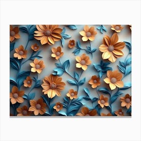 3d Design with Floral Photo Canvas Print