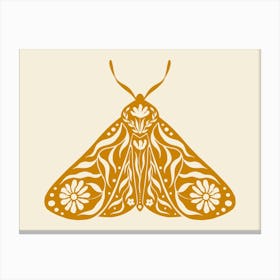 Folk Art Moth 03 - Mango Canvas Print