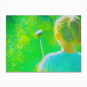 Little Girl Playing Golf Oil Painting Canvas Print