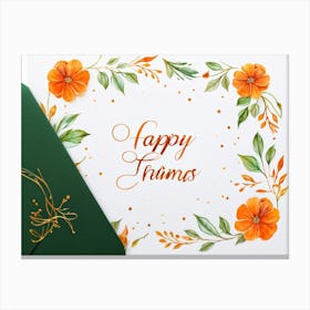 An Autumnal Thanksgiving Holiday Greeting Card In A Handwritten Calligraphy Design Vectorial Print (5) Canvas Print