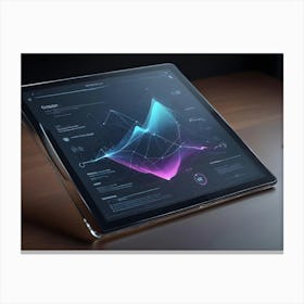 An Image Of A Tablet With A Futuristic Interface Displaying Data And Charts Canvas Print