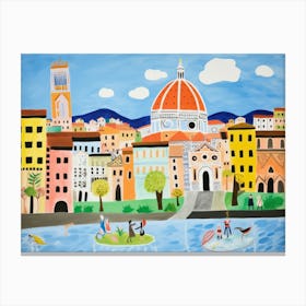 Florence Italy Cute Watercolour Illustration 8 Canvas Print