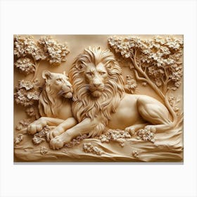 Beautiful Lions 3d Canvas Print