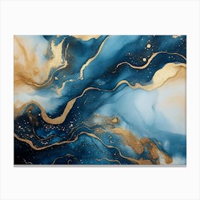 Blue And Gold Abstract Painting Leinwandbild