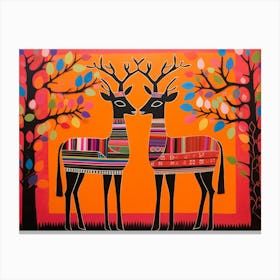 Okapi 1 Folk Style Animal Illustration Canvas Print