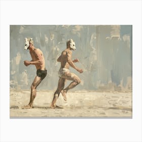 Men Dancing Fox Masks - H Canvas Print