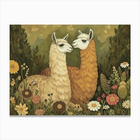 Floral Animal Illustration Llama 2 Canvas Print