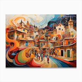 Colorful City Paintings Art Print Canvas Print