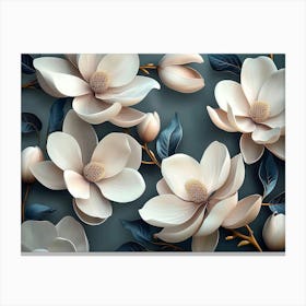 Abstract Background Of 3d Magnolia Flowers 4 Canvas Print