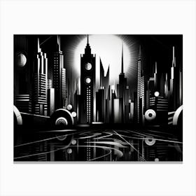 Metropolis Abstract Black And White 3 Canvas Print