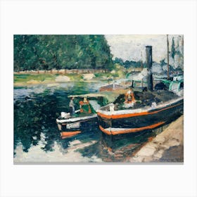 Barges At Pontoise, Camille Pisarro Canvas Print