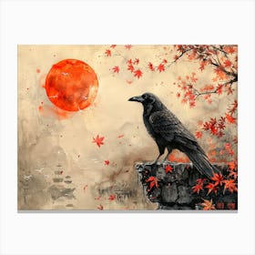 Crow and moon Canvas Print