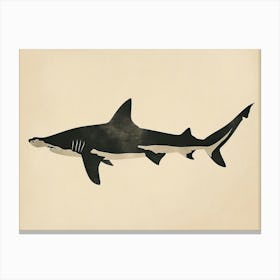 Hammerhead Shark Grey Silhouette 1 Canvas Print